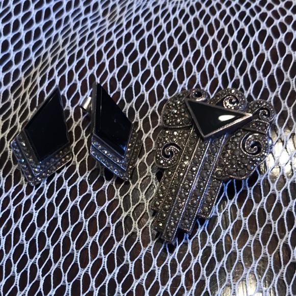 925 Sterling Silver Jewelry - Elegant Black and Silver Earrings